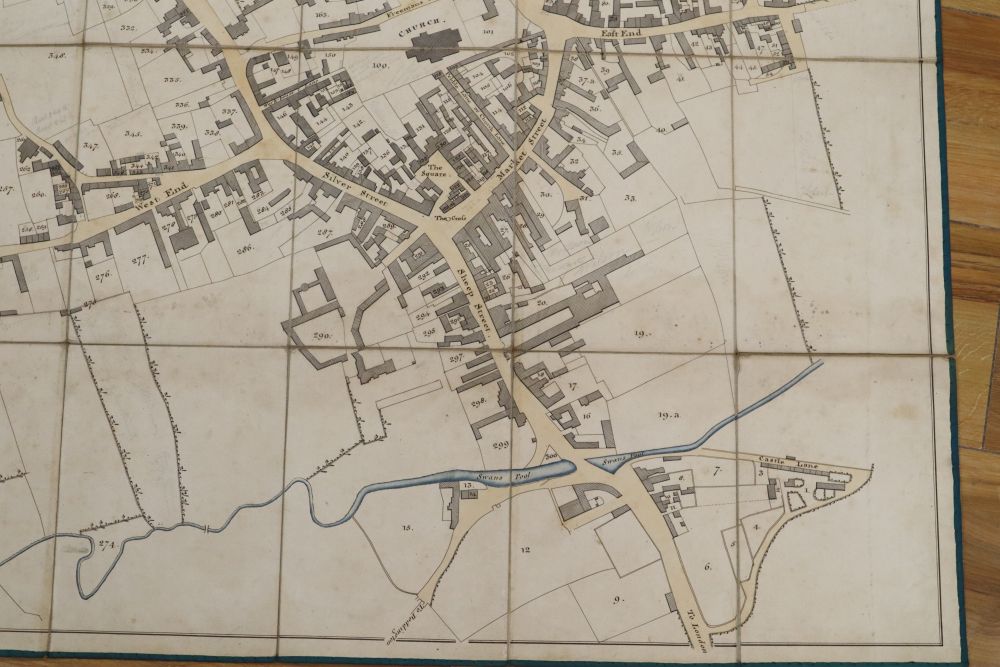 A leather cased plan of Wellingborough, dated 1803